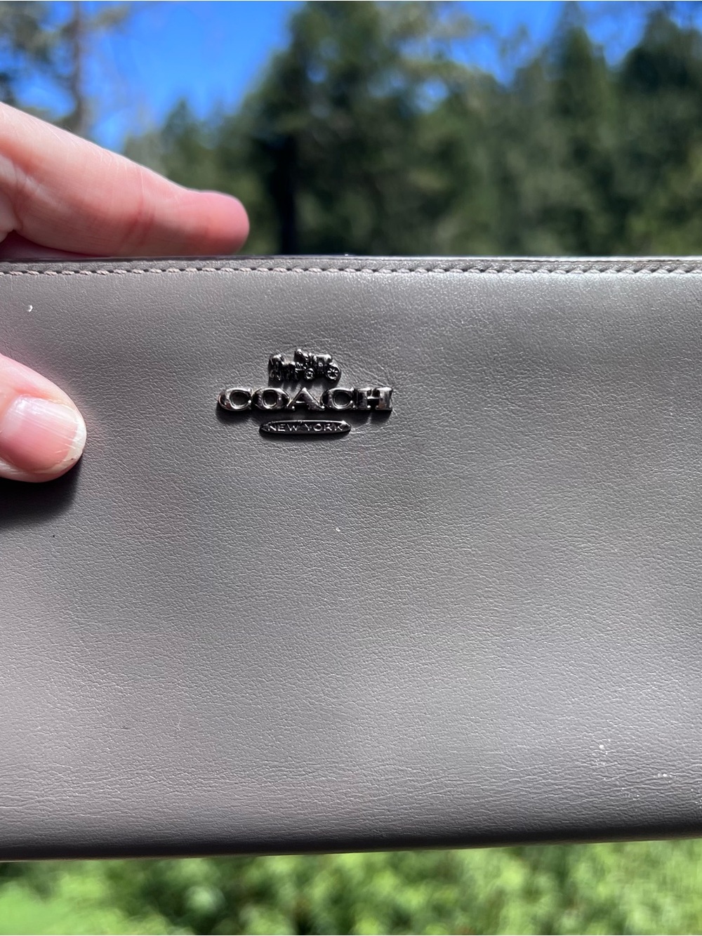 COACH Gray Leather Slim Wallet Clutch CC Holder Silver Hardware AUTHENTIC - Picture 9 of 15